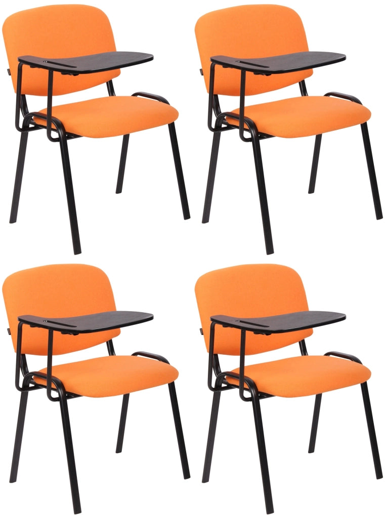 Set di 4 sedie Ken in tessuto con tavolo pieghevole arancione