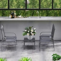 Set da Esterno 4pz con Tavolino, 2 Sedie e Divanetto con Schienale Regolabile, in Acciaio e Textilene Nero