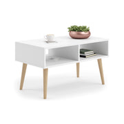 Tavolino da salotto Sandi in stile scandinavo bianco
