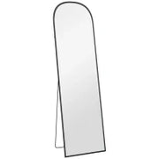 Specchio da Terra e Parete Moderno in Lega di Alluminio con Supporto Pieghevole, 50x170 cm, Nero