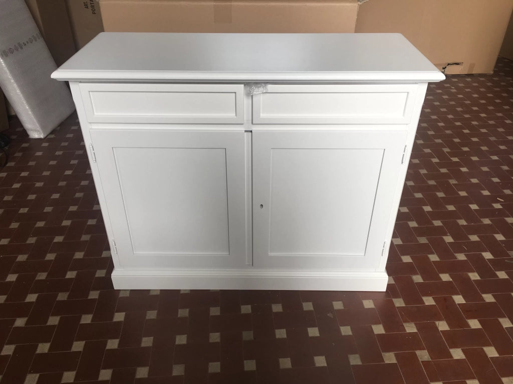 Set 2 credenze classiche legno shabby chic bianco opaco - Mobili 2G
