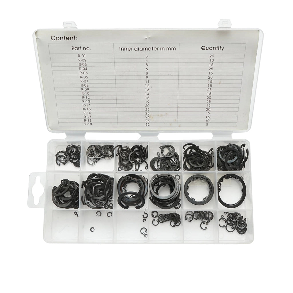 Set anelli di sicurezza Seeger interni 3–32 mm, 300 pezzi
