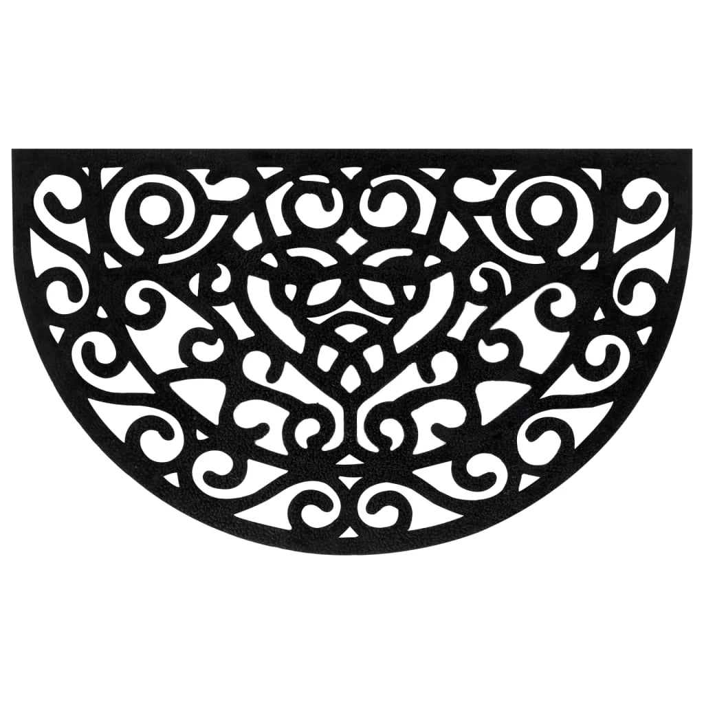 Zerbino semicircolare 45 x 75 cm antiscivolo resistente per interni/esterni in gomma nera 02_0046195