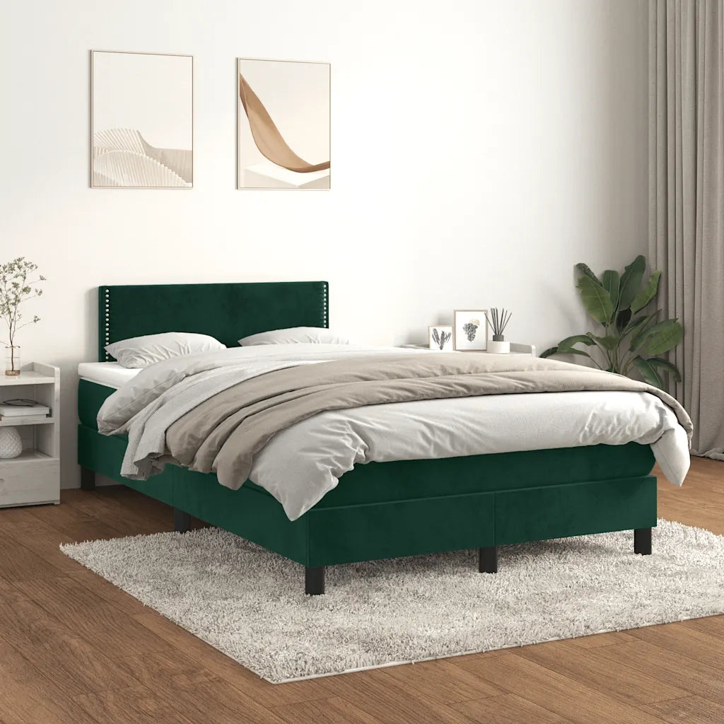 Giroletto a Molle con Materasso Verde Scuro 120x190 cm Velluto 3269840