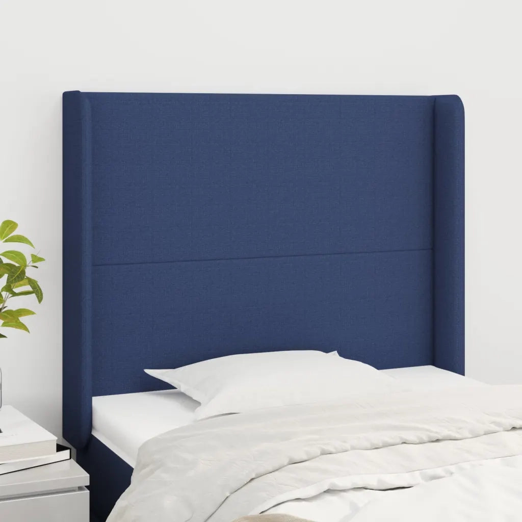 Testiera | Testata ad Orecchio Blu 83x16x118/128 cm in Tessuto