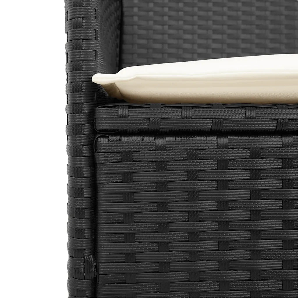 Sedie Giardino con Cuscini 2 pz | Sedie da Esterno Nere Polyrattan e Legno Massello