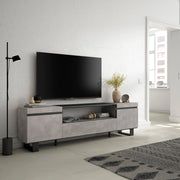 Mobile TV, 200x35x57cm, soggiorno, Per TV fino a 80", Design industriale, grigio cemento RF2221
