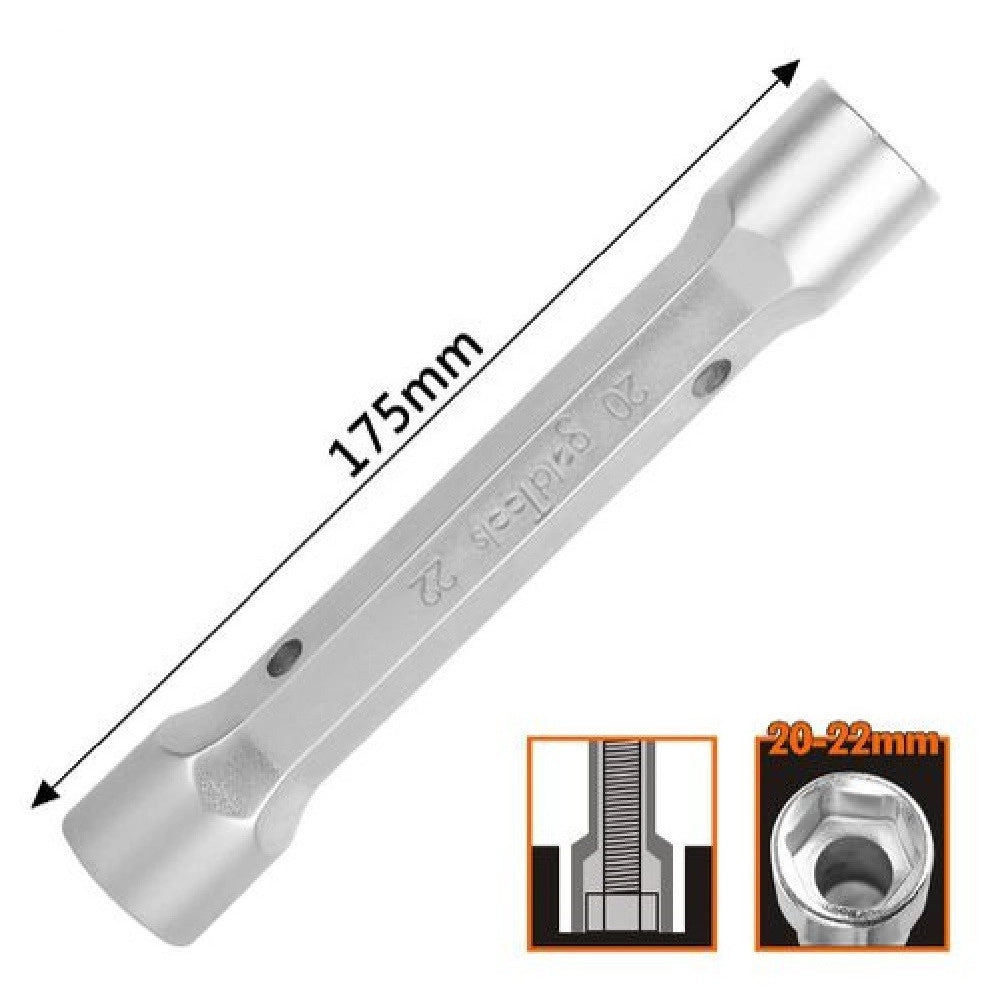 Trade Shop - Chiave A Bussola Tubo Esagonale Da 175 Mm Doppie Bocche Esagonali 20-22 Mm 97554 -