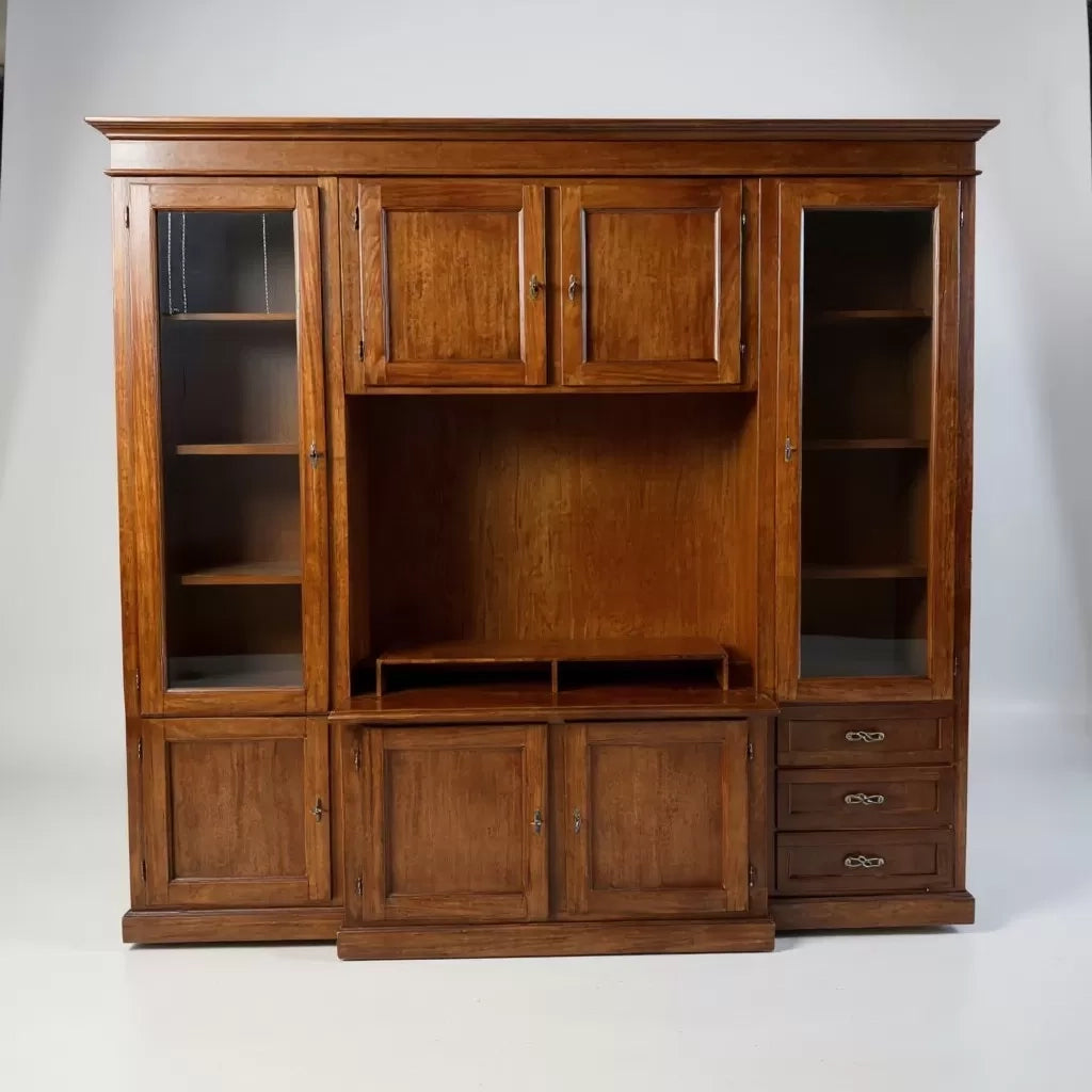 Parete attrezzata porta tv arte povera legno noce bassano 250x53x225 - Mobili 2G