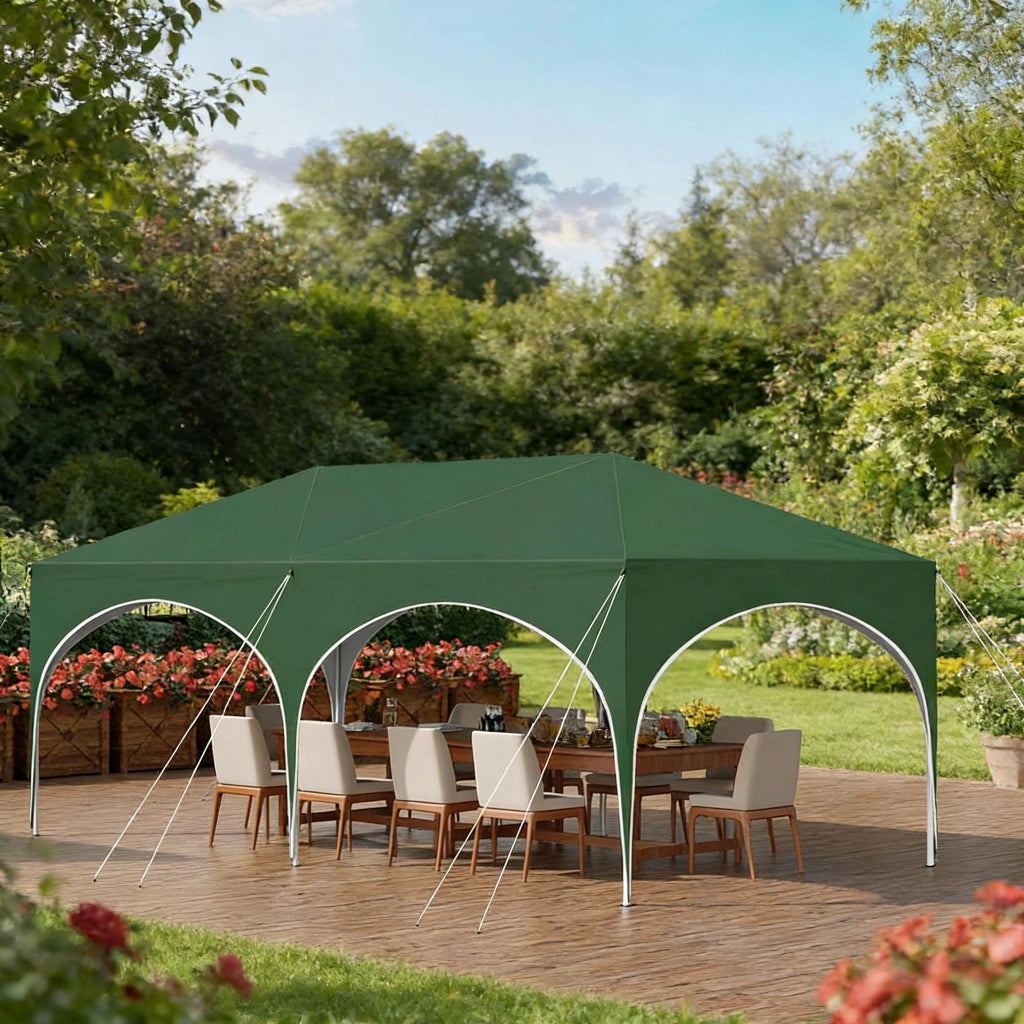 GAZEBO 3x6 m in ferro e tessuto Oxford verde