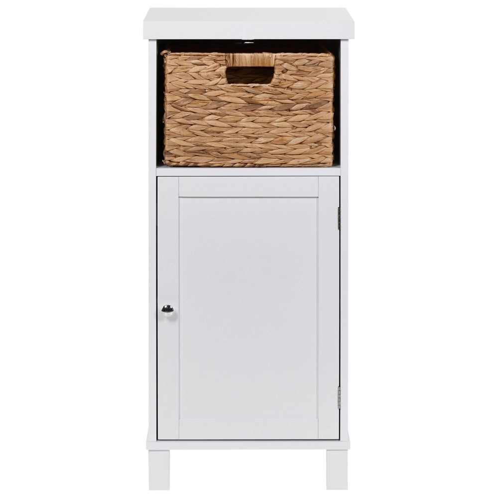 Mobile da bagno in MDF bianco con ripiani e cestino, stile tradizionale