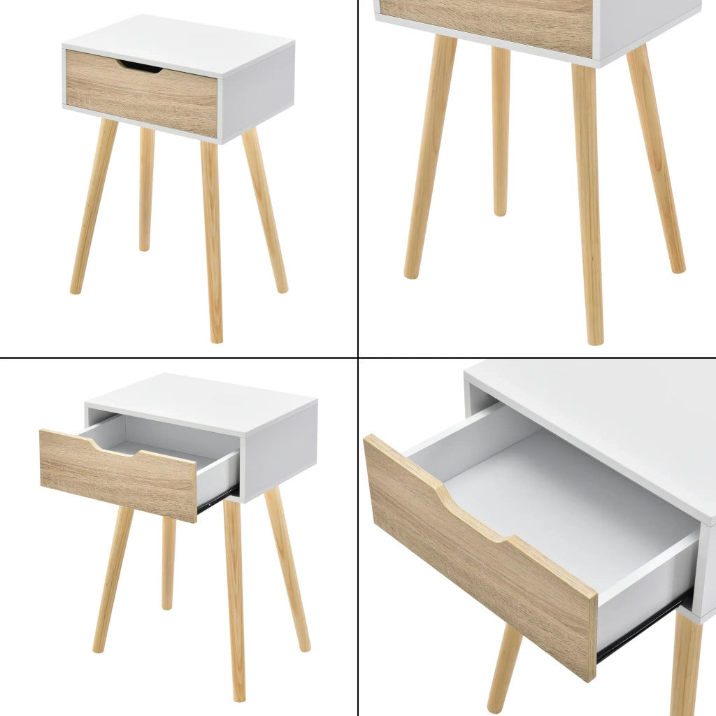 Set di 2 tavolini laterali 60 x 40 x 30 cm effetto rovere bianco 03_0009718