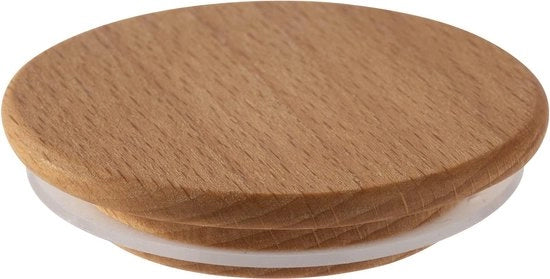 Set di 12 bicchieri in vetro - Coperchio in legno con sigillatura in silicone - Ø 7 cm - Adatto per 82245 & 82246