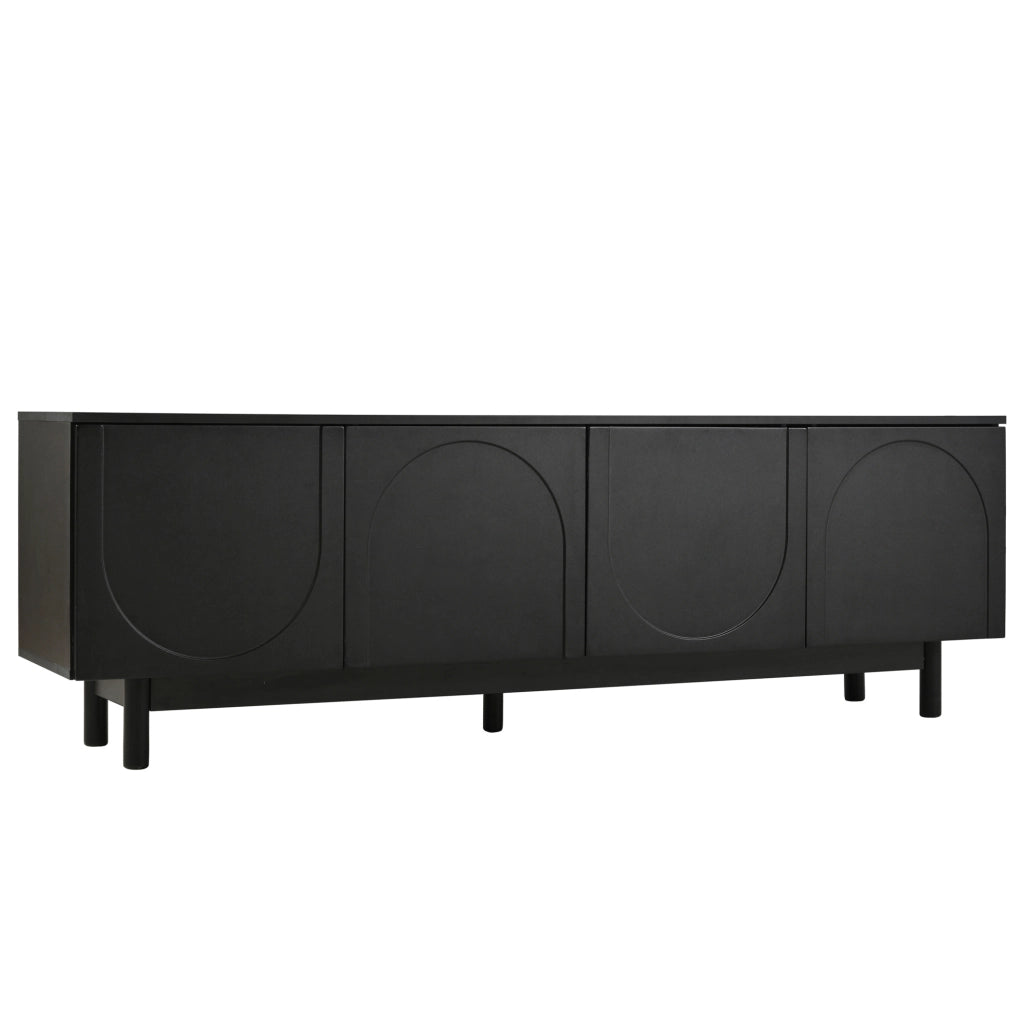 Mobile TV ULEVR 175x38x56 cm con 4 ante push-to-open e ripiani regolabili, nero