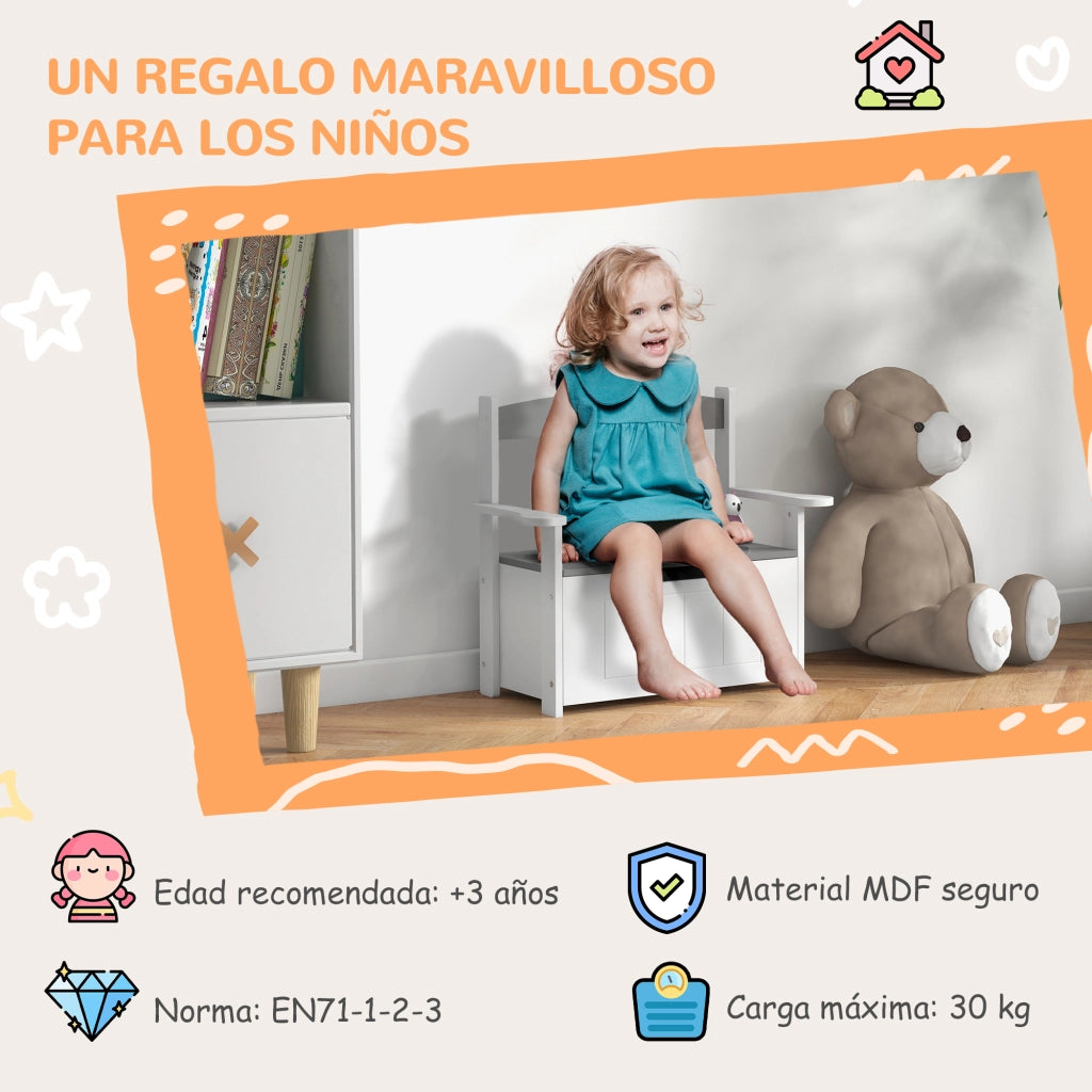 Scrivania per bambini con cassetti ¨C Zephmum ¨C Grigio e bianco 68.5x34x58 cm