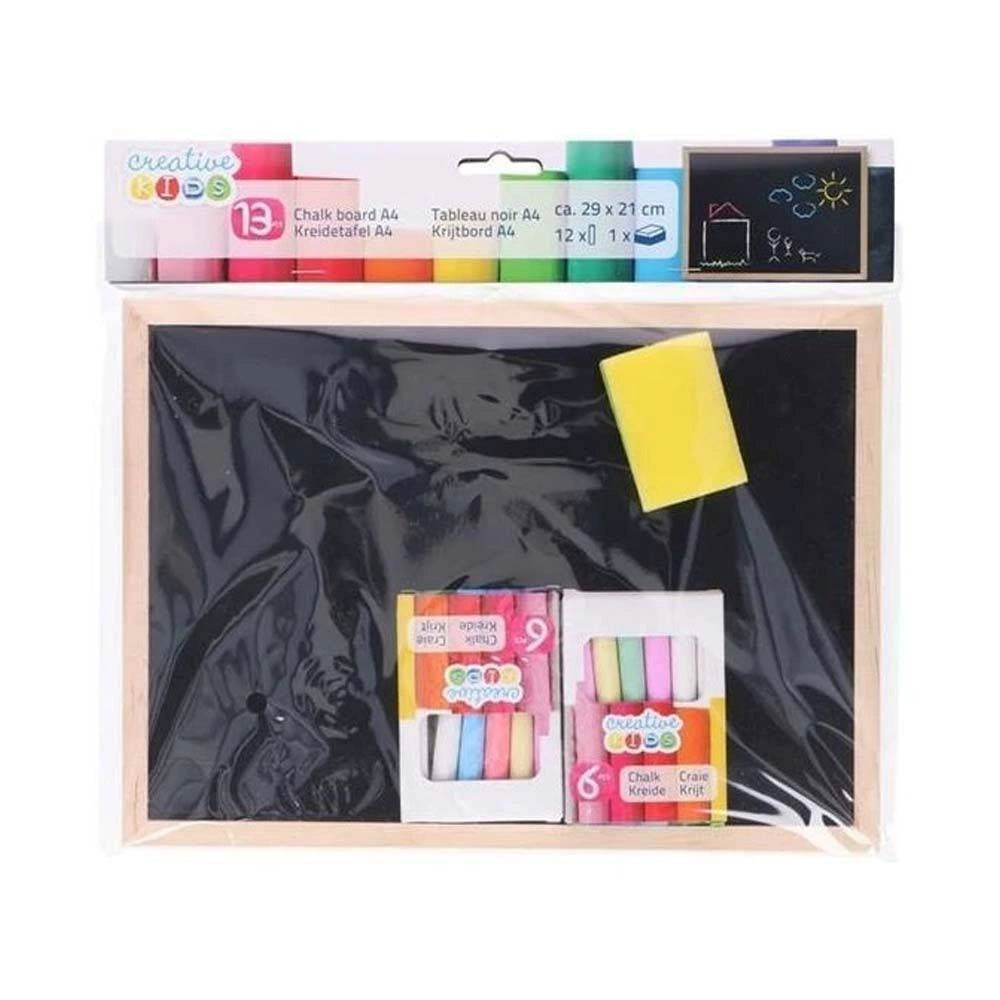 Trade Shop - Lavagna Giocattolo Per Bambini Con 12 Gessetti E Cassino In Grafite 29 X 21 Cm -