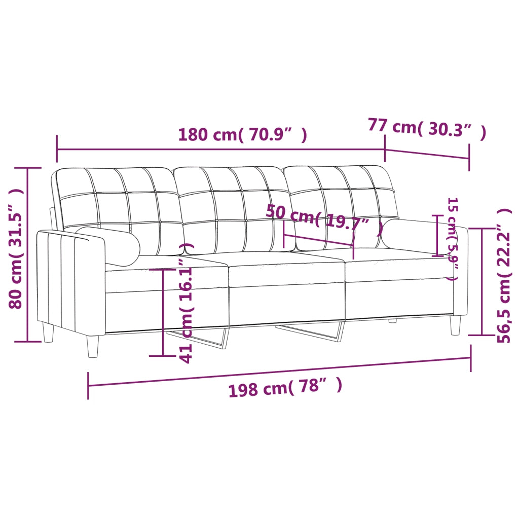 Divano a 3 Posti con Cuscini-Sofa 3 Posti con Cuscini Giallo Chiaro 180 cm in Tessuto 813362