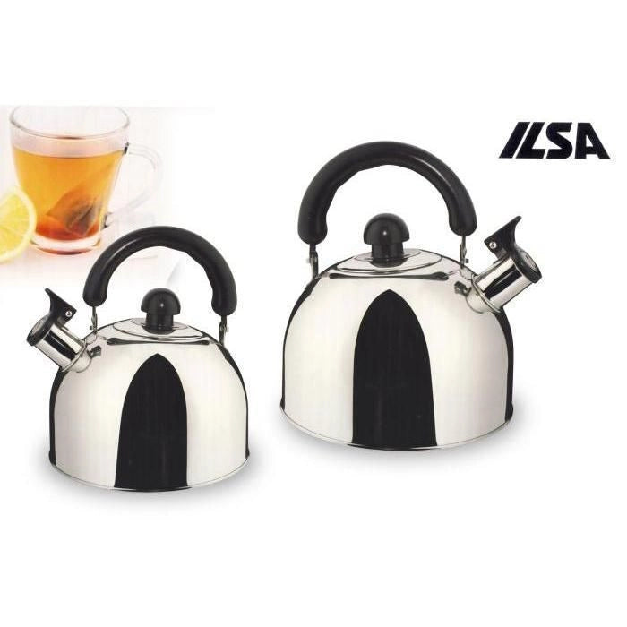 Ilsa 112500 Bollitore in Acciaio Inox con Fischietto 3 L Fondo Adatto Induzione Manico Bachelite colore Argento