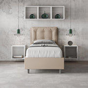 Letto singolo senza rete imbottito 80x200 similpelle tortora Annalisa