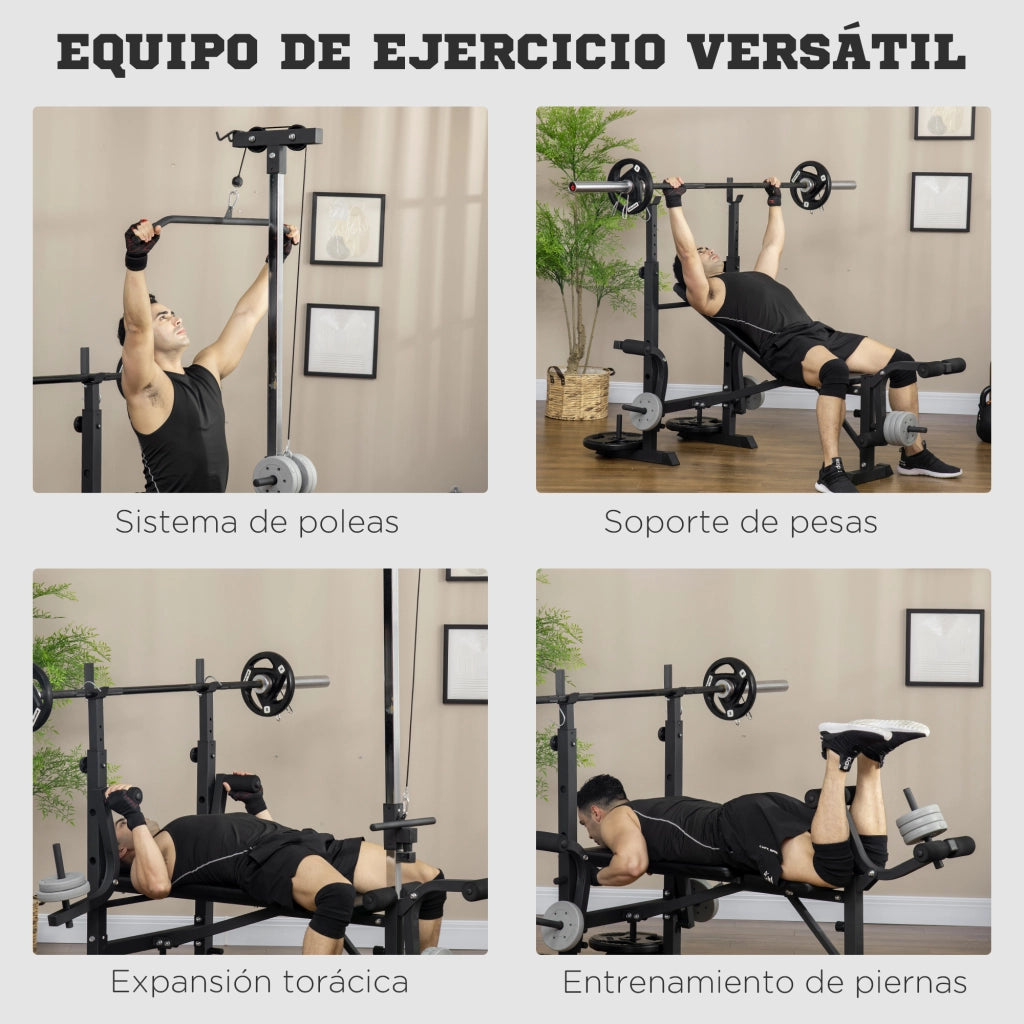 Panchetta per Allenamento Multifunzionale Regolabile ¨C zephmum ¨C 180x134x200 cm Argento e Nero