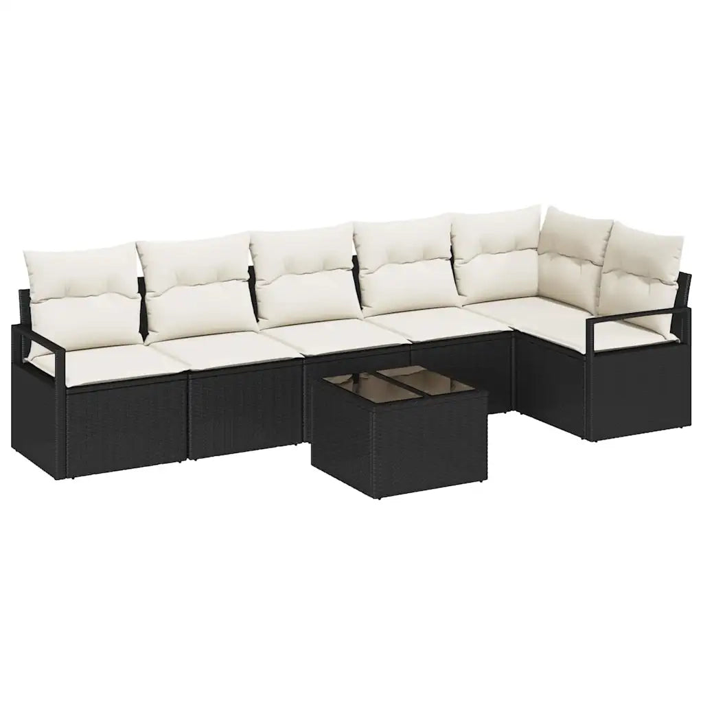 Set di divani con cuscino 7 pcs Nero polyrattan 3346407