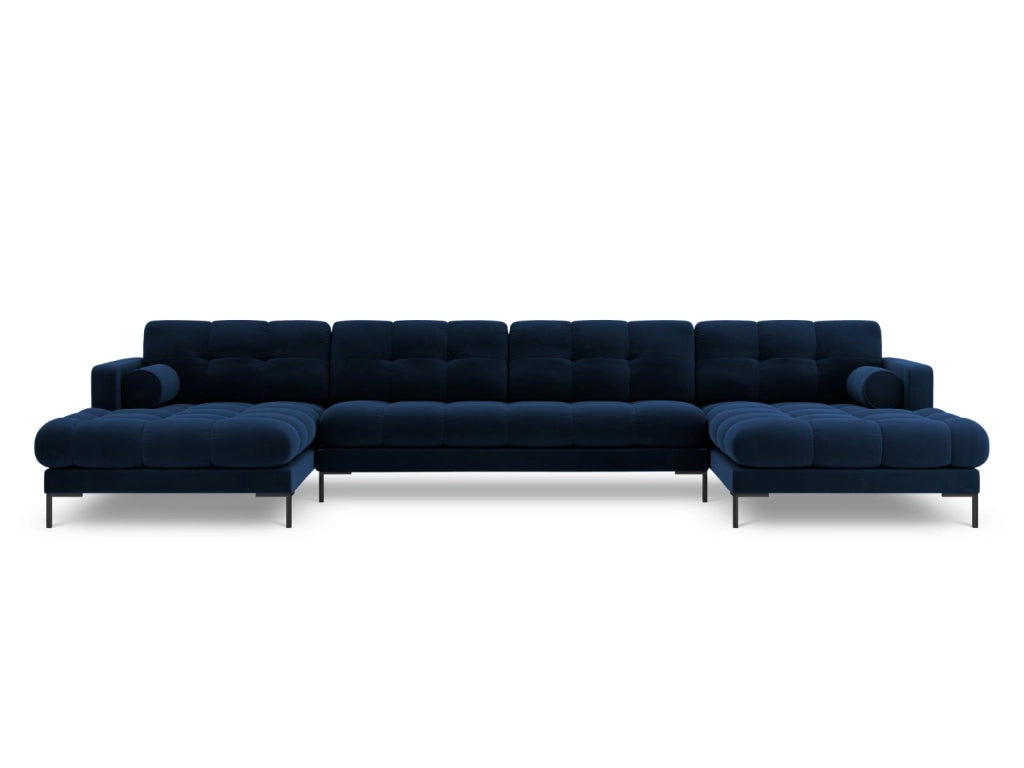 Cosmopolitan Design - Divano panoramico "Bali" 7 posti in velluto blu reale 