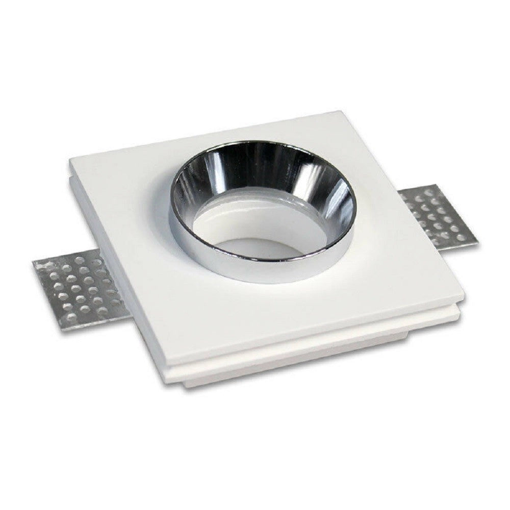 Trade Shop - Portafaretto Incasso Gesso Verniciabile Quadrato 10x10 Cm Scomparsa Gu10 Gs-10 -
