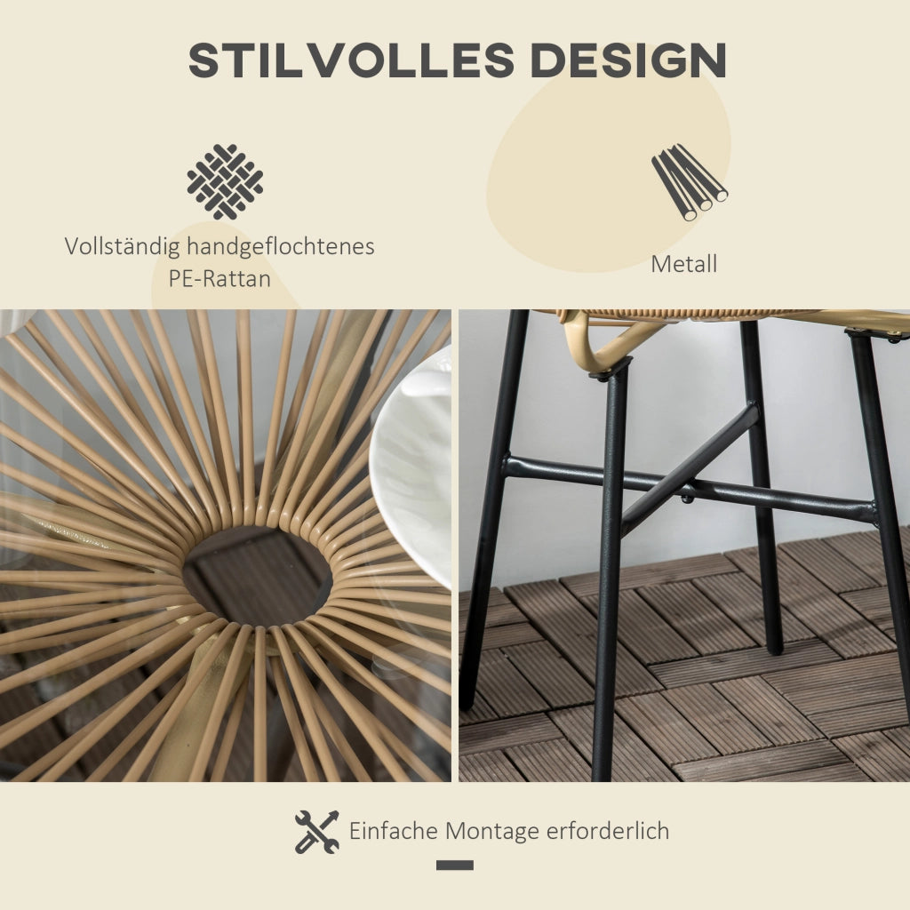 Tavolino Da Giardino Stile Boho 50 X 50 X 50 Cm Rattan Beige Per Terrazza E Balcone