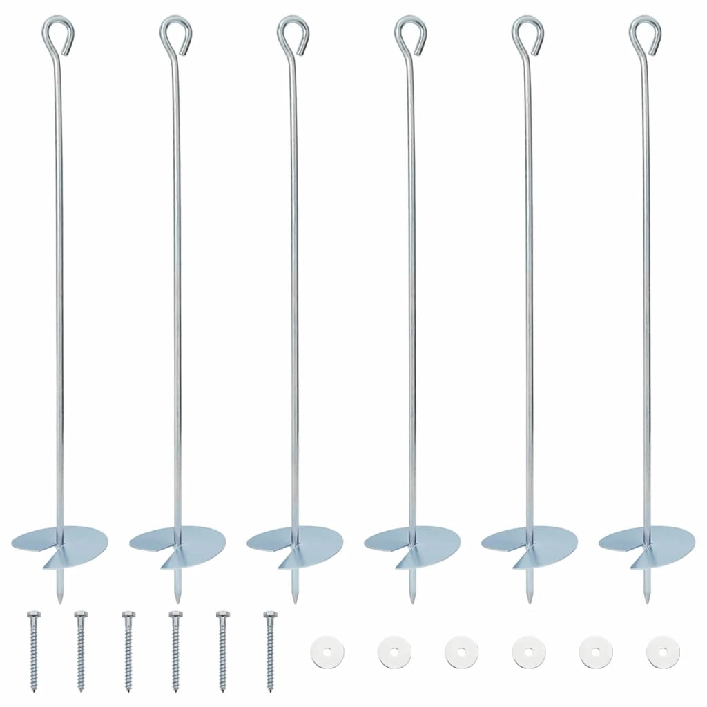 Ancora per Terra 6 pcs Argento Ø10 x 60 cm Metallo Galvanizzato