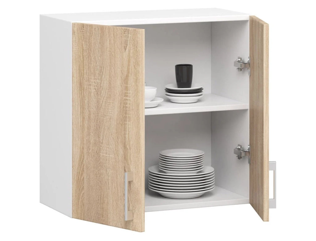 Mobile da cucina pensile sistema AKORD LIMA Bianco 60 cm 2 ante inserto frontale Sonoma Quercia 60x30,5x58 cm