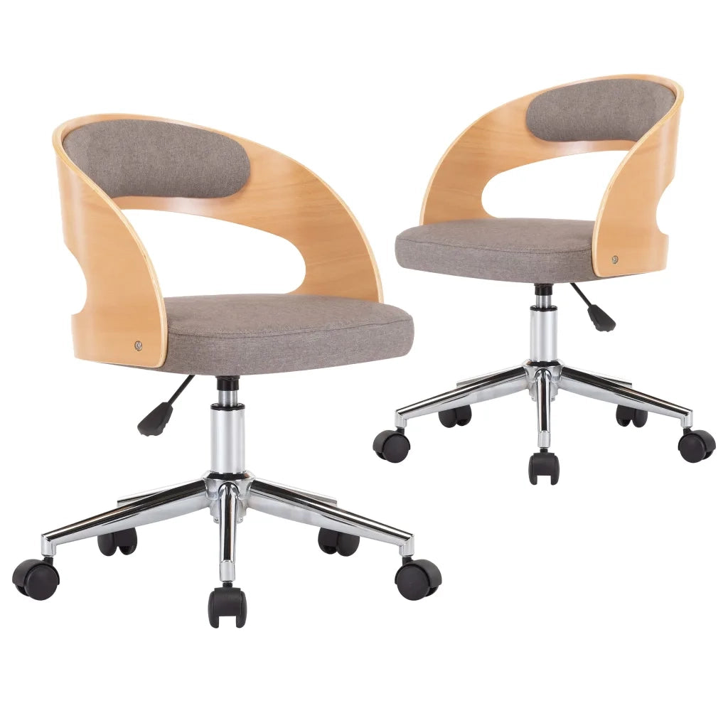 Sedie da Pranzo Girevoli 2 pz Grigio Talpa in Legno e Tessuto  cod mxl 48212