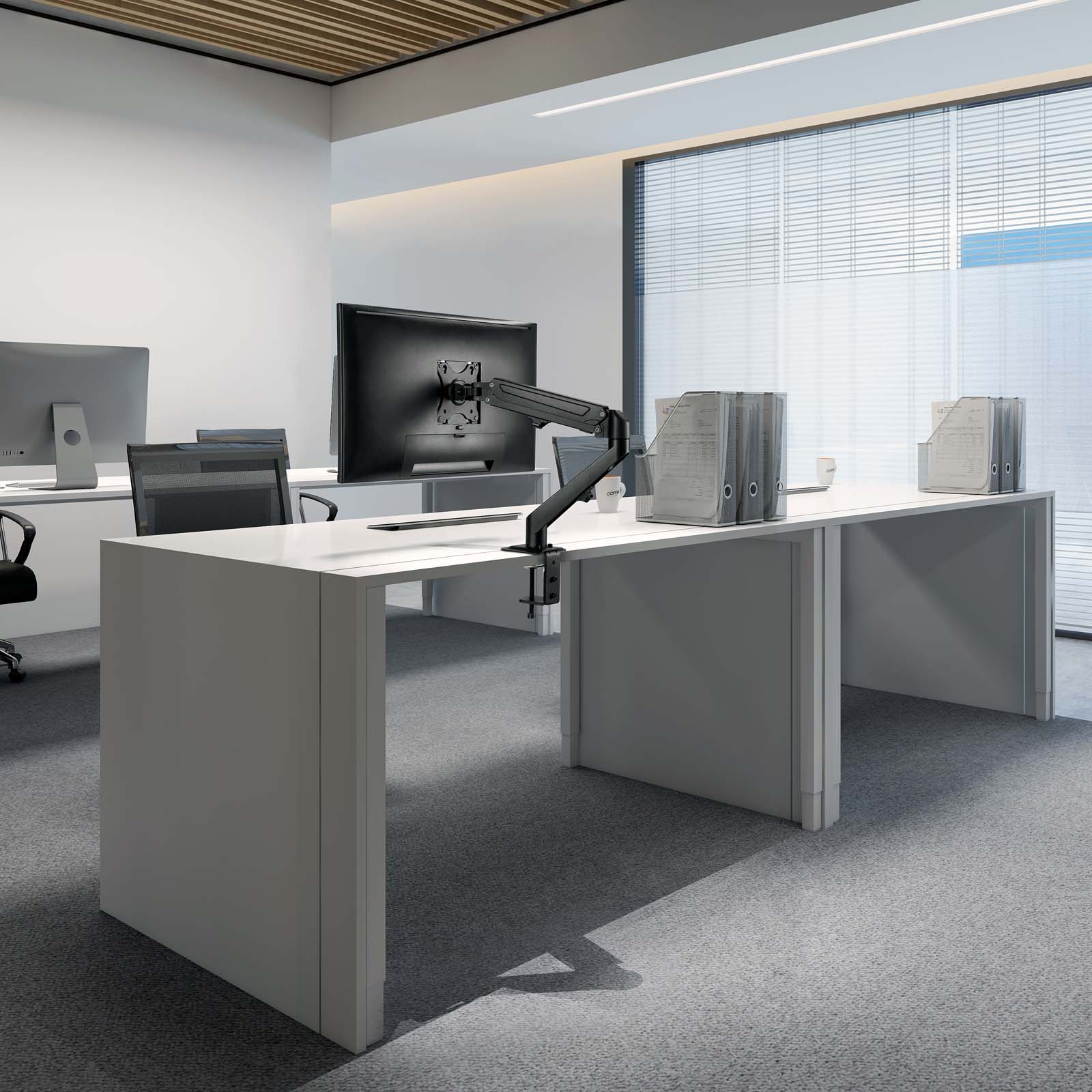 Braccio monitor da scrivania Supporto per schermi da 17-27" conforme a VESA, con molla a gas