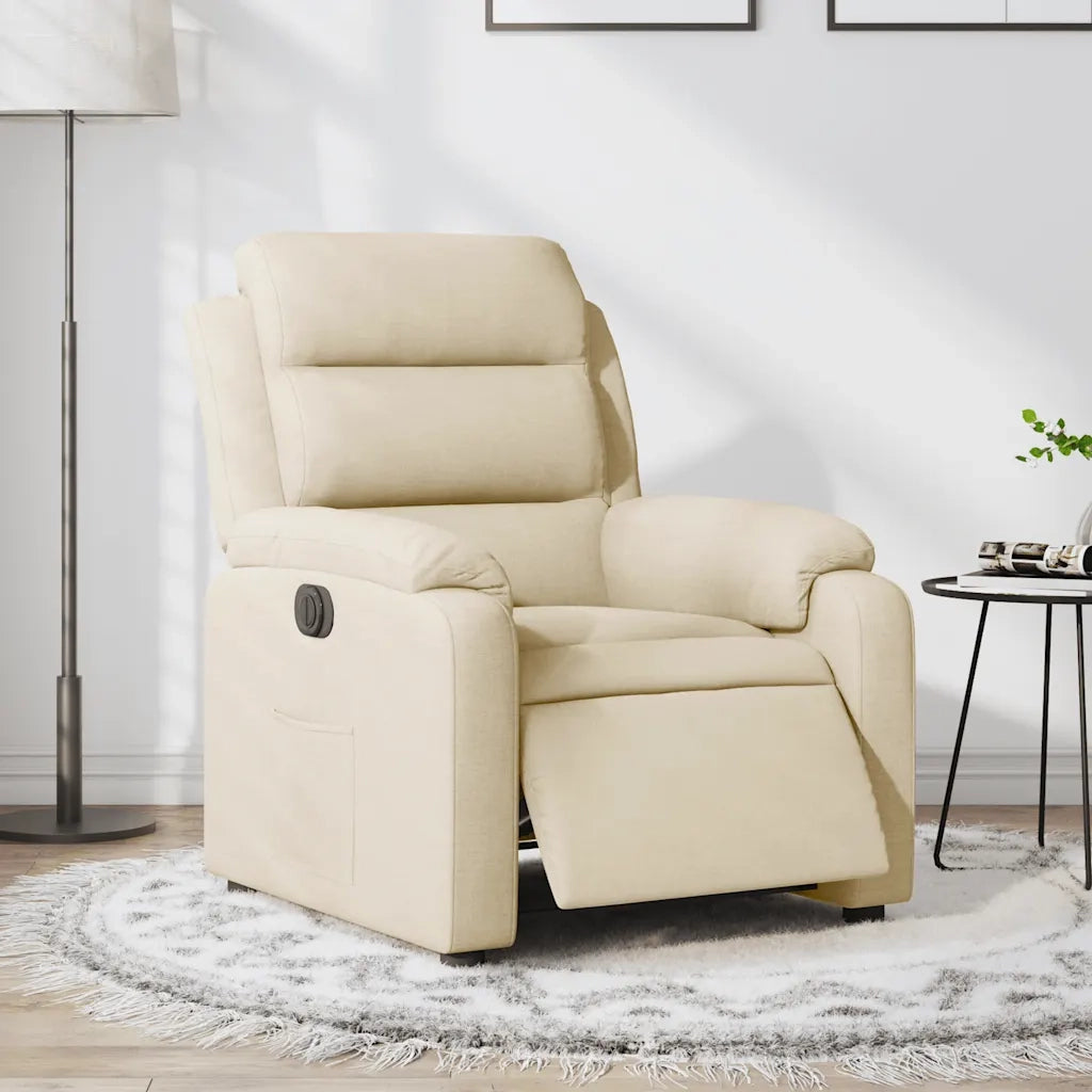 Poltrona Elettrica Reclinabile-Divano Sedia Crema in Tessuto 721781