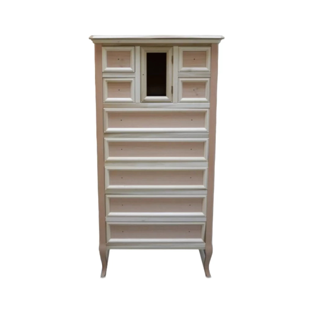 Cassettiera classica in legno grezzo 9 cassetti 70x43x140 - Mobili 2G