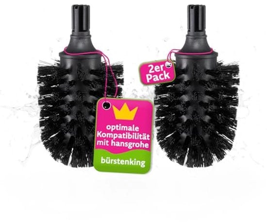 Set di spazzole per toilette, 65 mm, set di spazzole per toilette compatibile con toilette Hansgrohe, spazzola per toilette sostituibile, 2 pezzi, nero