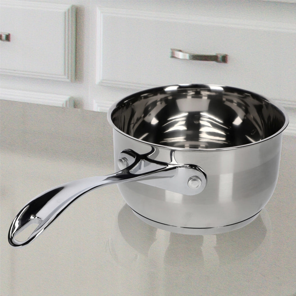 Pentola KADAX in acciaio inox, 1,2 L, con manico, adatta a piani cottura a gas e a induzione.