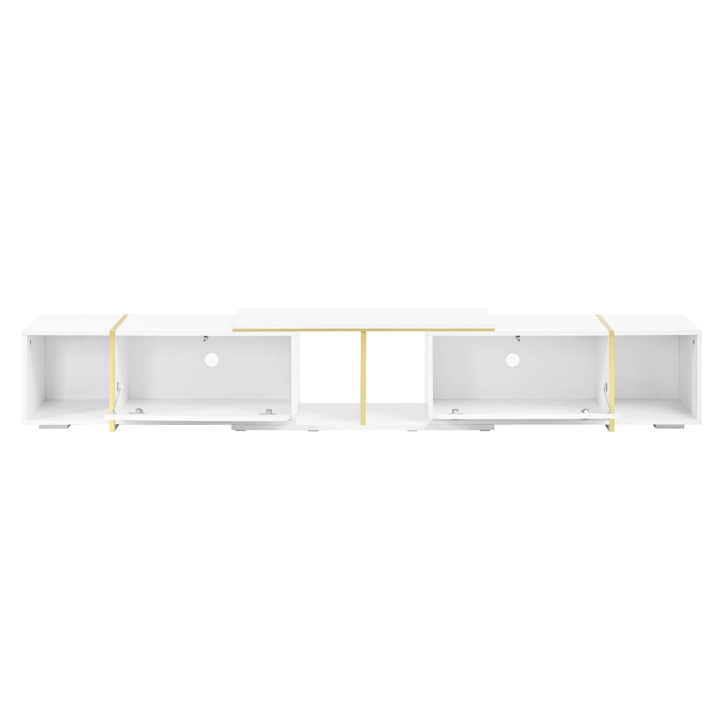TV lowboard estensibile con fronti lucide; 275 cm; pannello truciolare; bianco