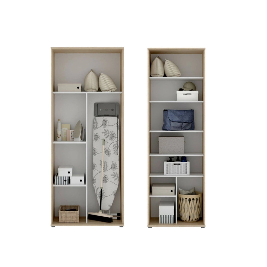 Veruno, Armadio Multiuso Grande Modulabile, 139x190h cm Marrone Rovere