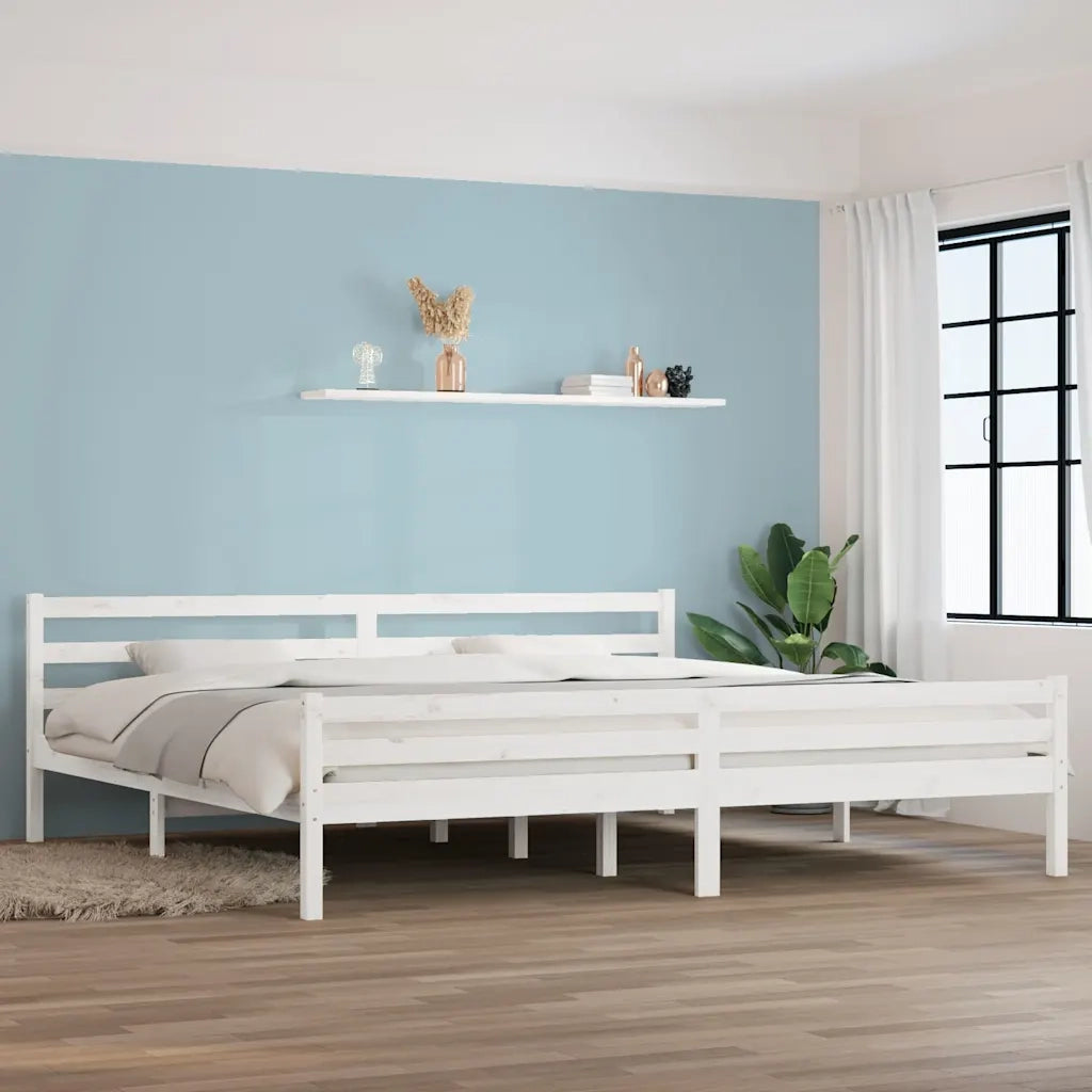 Giroletto-Struttura Letto Bianco in Legno Massello 200x200 cm 954450