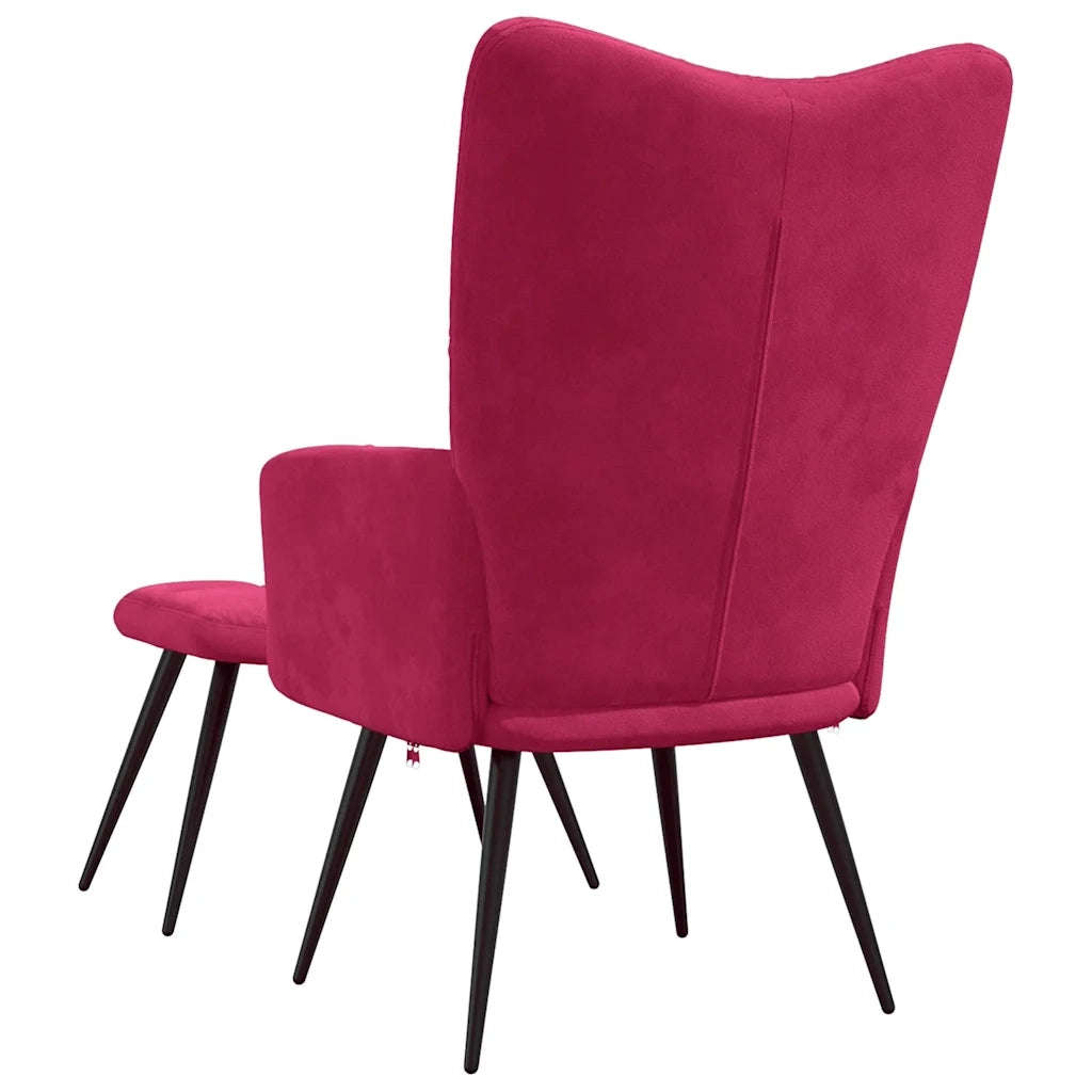Poltrona Relax con Poggiapiedi Rosso Vino in Velluto cod mxl 23718