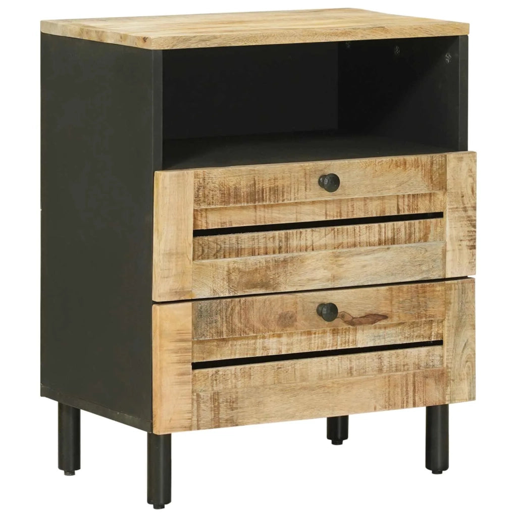 Comodino Marrone e Nero 50 x 33 x 60 cm Legno di mango massello 4018854