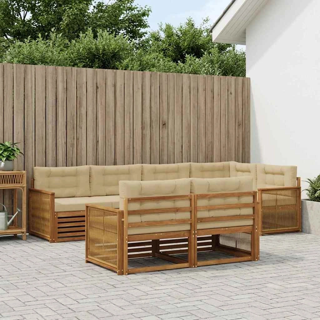 Set di divani da esterno 7 pz Naturale e Beige 3383481