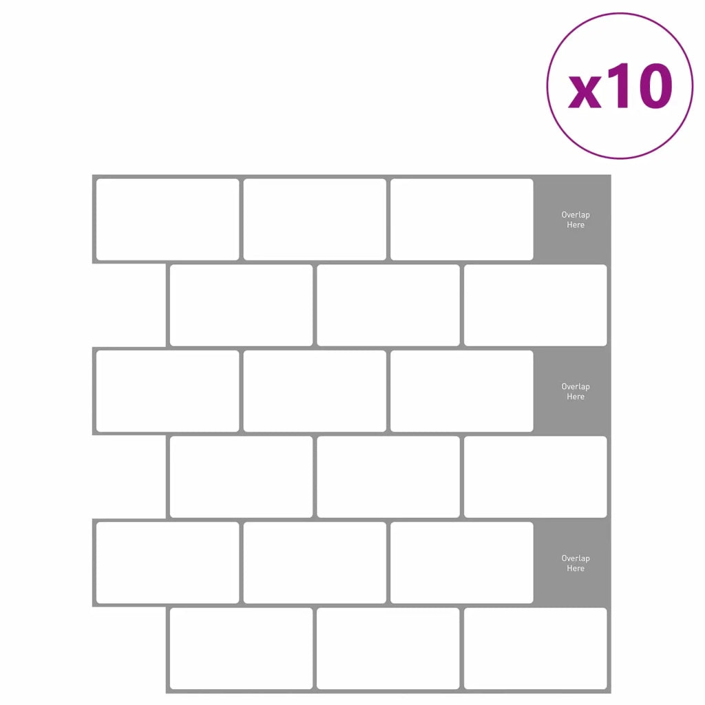 Piastrella subway 10 pcs Bianco e Grigio 30 x 30 cm