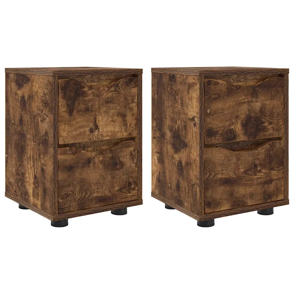 Set di 2 Comodini | Armadio da Notte | Mobiletto da notte Rovere fum¨¦ 30,5 x 30 x 43 cm Legno multistrato