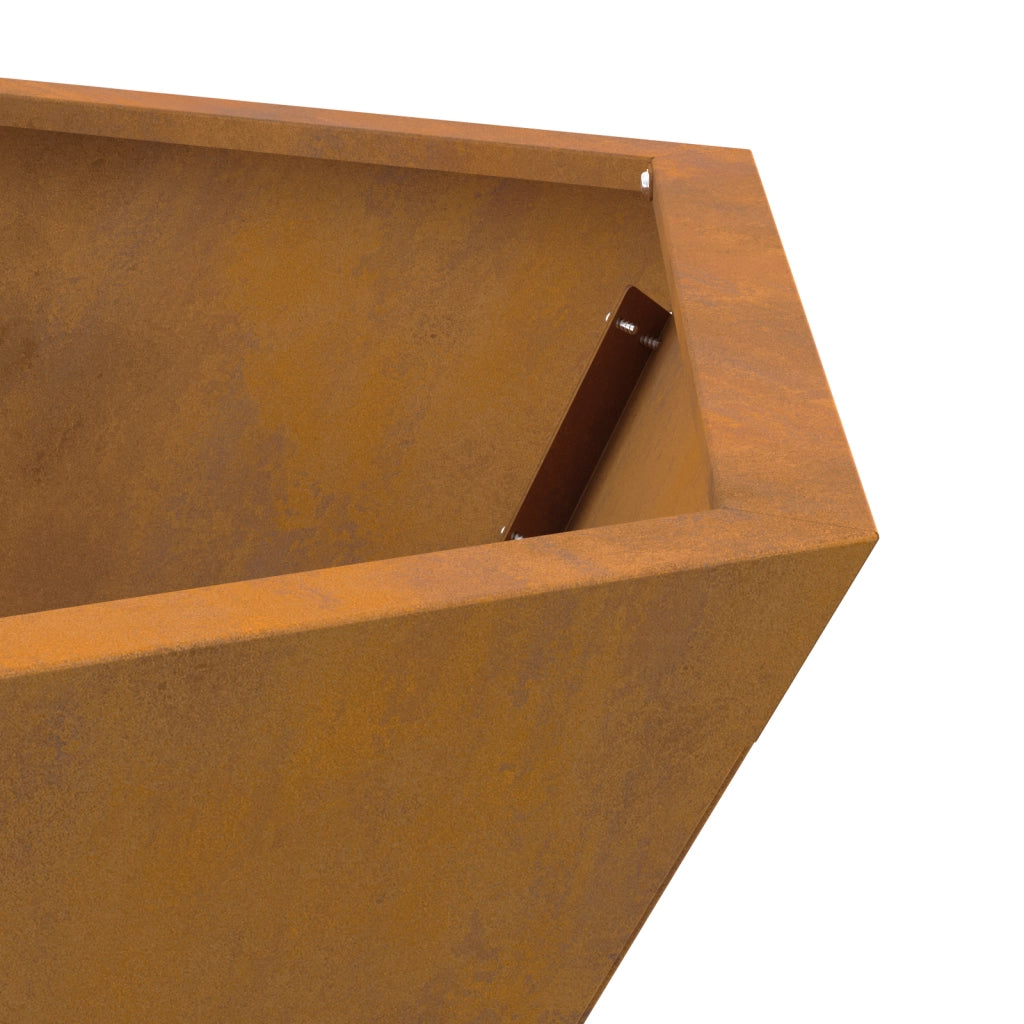 Focolare Esagonale 75x75x28 cm Acciaio Invecchiato