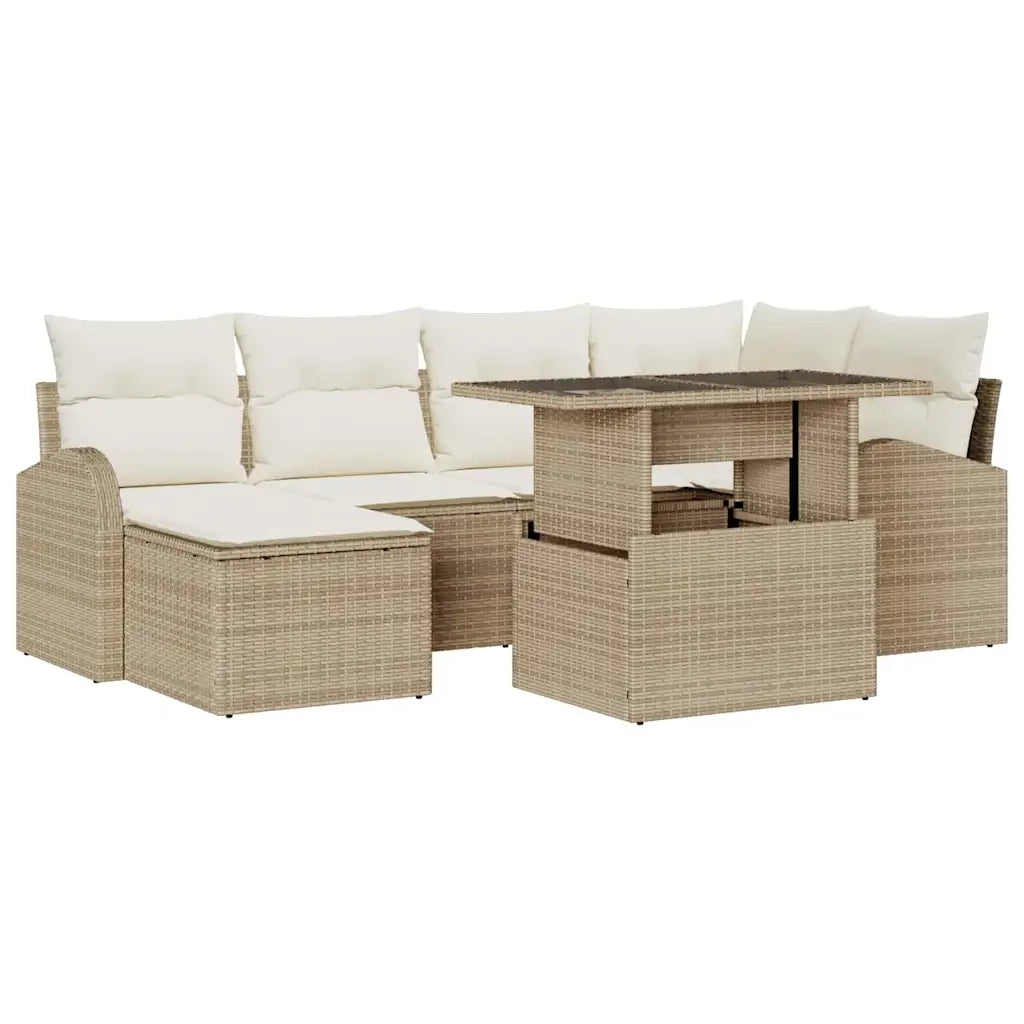 Set Divano da Giardino 7 pcs Beige Poly Rattan 3357414