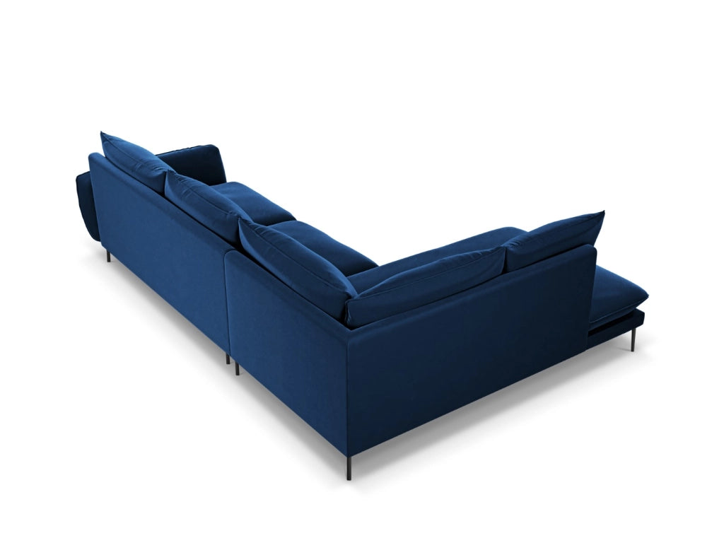 Cosmopolitan Design - Divano angolare sinistro "Vienna" 6 posti in velluto blu reale 