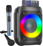 Karaoke Machine Portatile con Microfono Senza Fili Systeem di Karaoke Professionale Supporto a LED Bluetooth/TF/USB/AUX/FM/TWS
