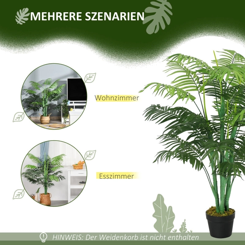 Palma artificiale, alta 125 cm, pianta artificiale con 18 fronde in vaso per soggiorno o balcone.