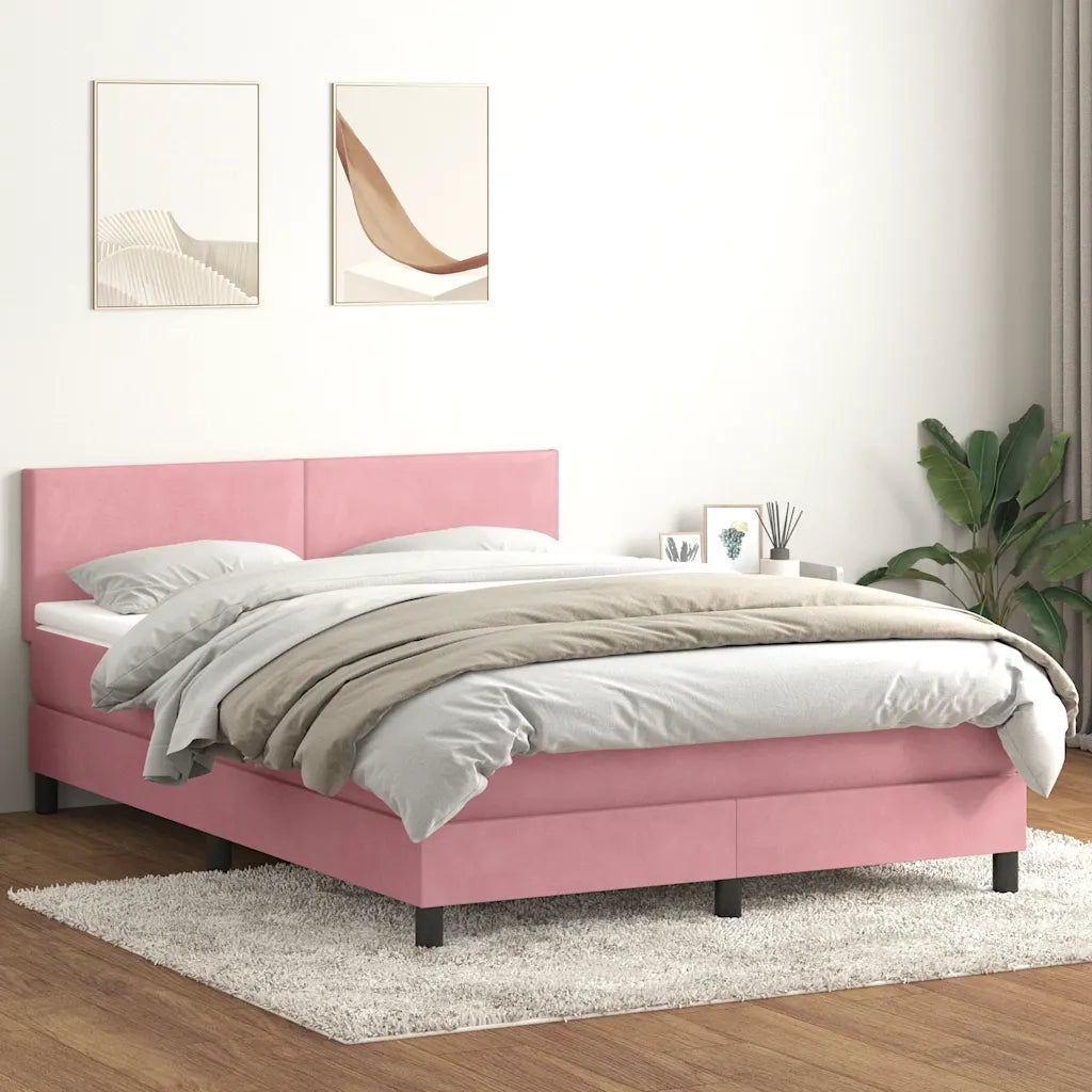 Letto a Molle con Materasso e LED Rosa 160x210 cm in Velluto 3316700